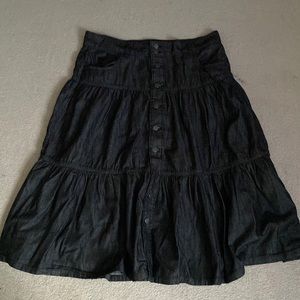 Maxi length black jean skirt